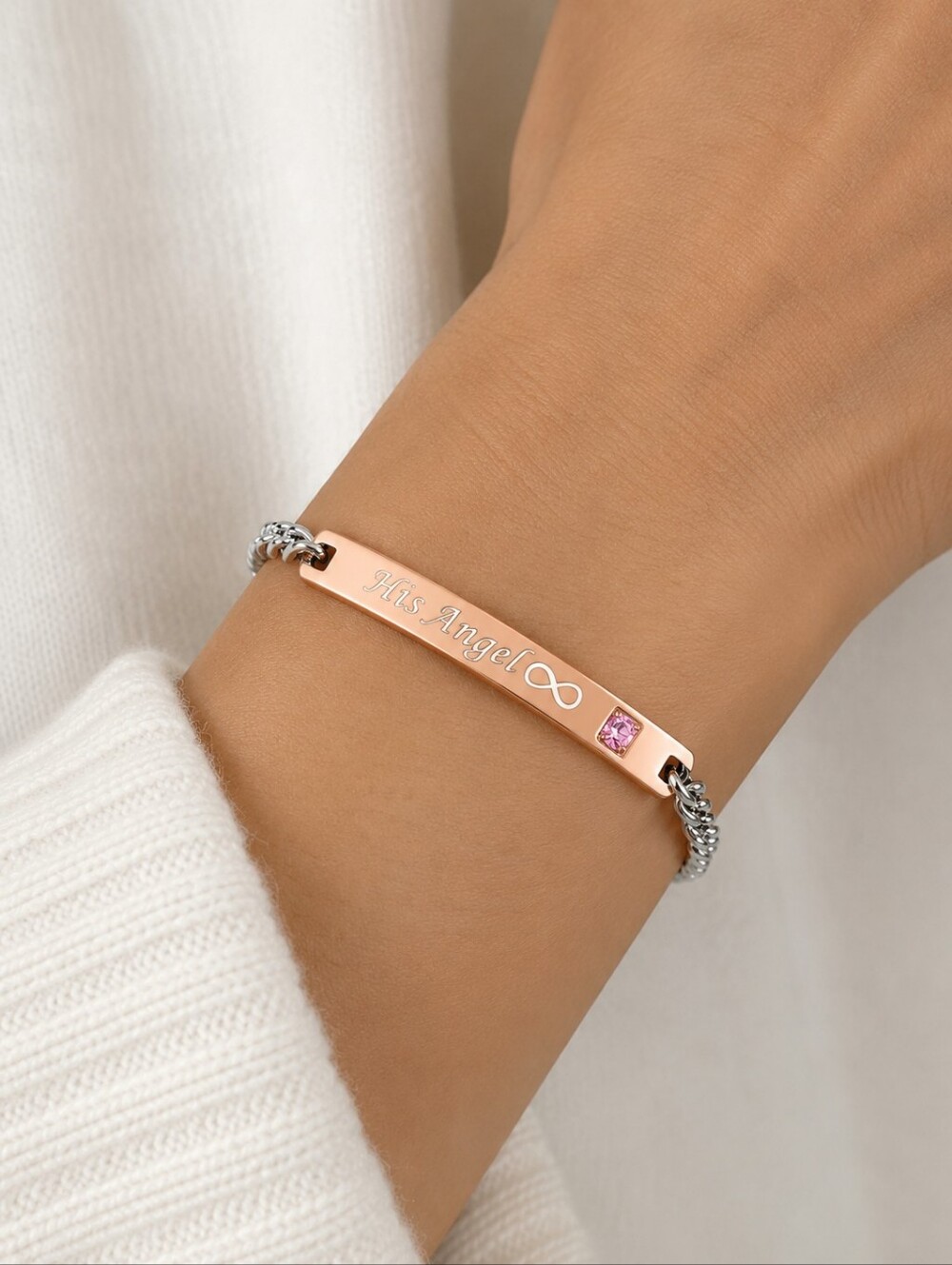 5/$25 His Angel Infinity Pink Rhinestone Chain Bracelet Anklet